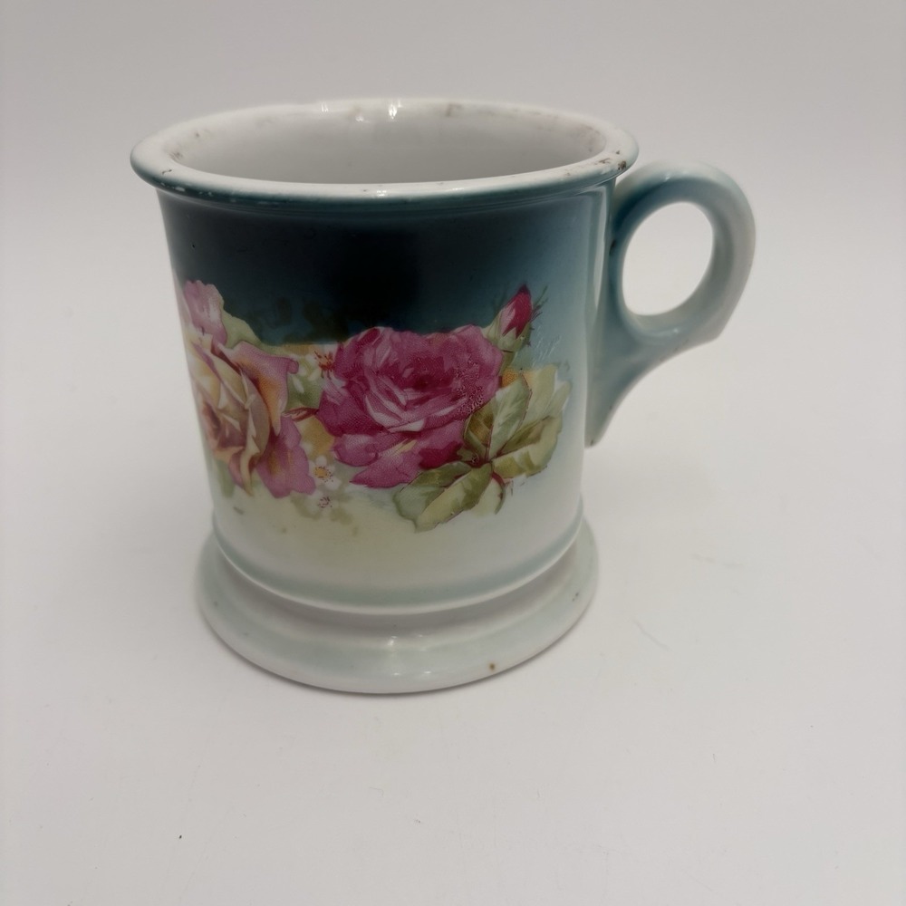 Vintage‎ Shaving Mug Cup Porcelain Pink Roses Floral Stamped